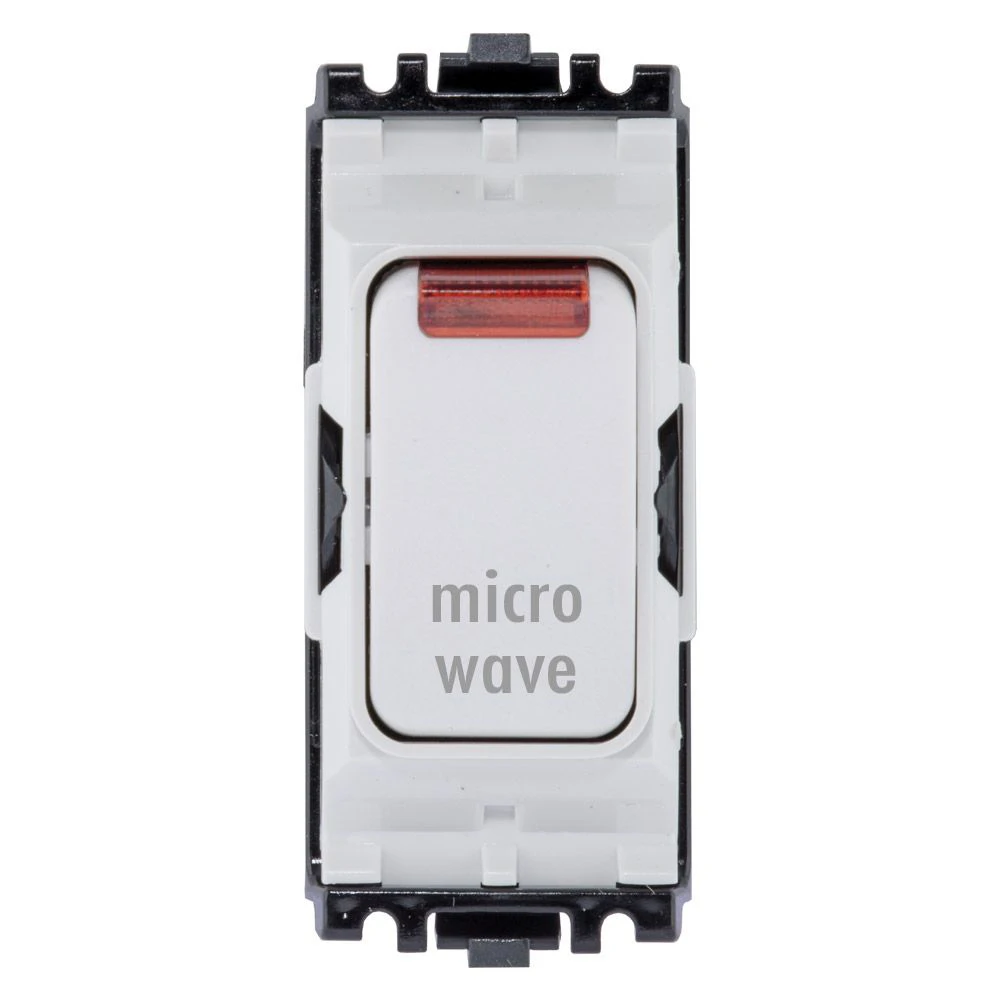 Grid Switch 1 Way Double Pole Microwave Sensor Neon 20A White
