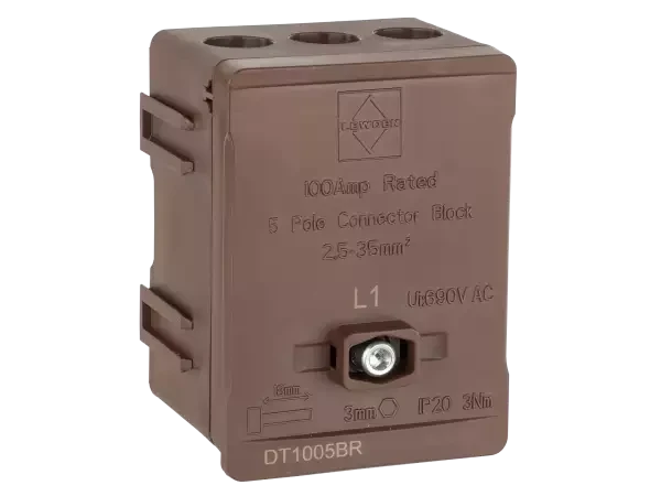 Distribution Terminal 100A 5 Way Brown - Image 2