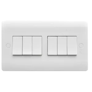 Verve HM2026 Plate Switch 6 Gang 2 Way 10AX White