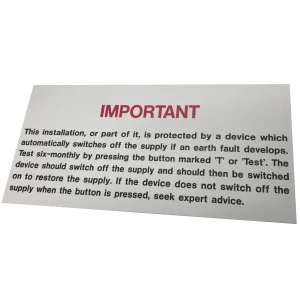 R.C.D. Test Label S/A Vinyl 130 x 60mm