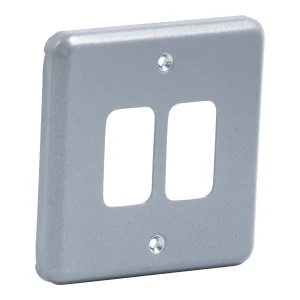 Metalclad Plus 2-Gang Grid Front Plate 86mm x 86mm Grey