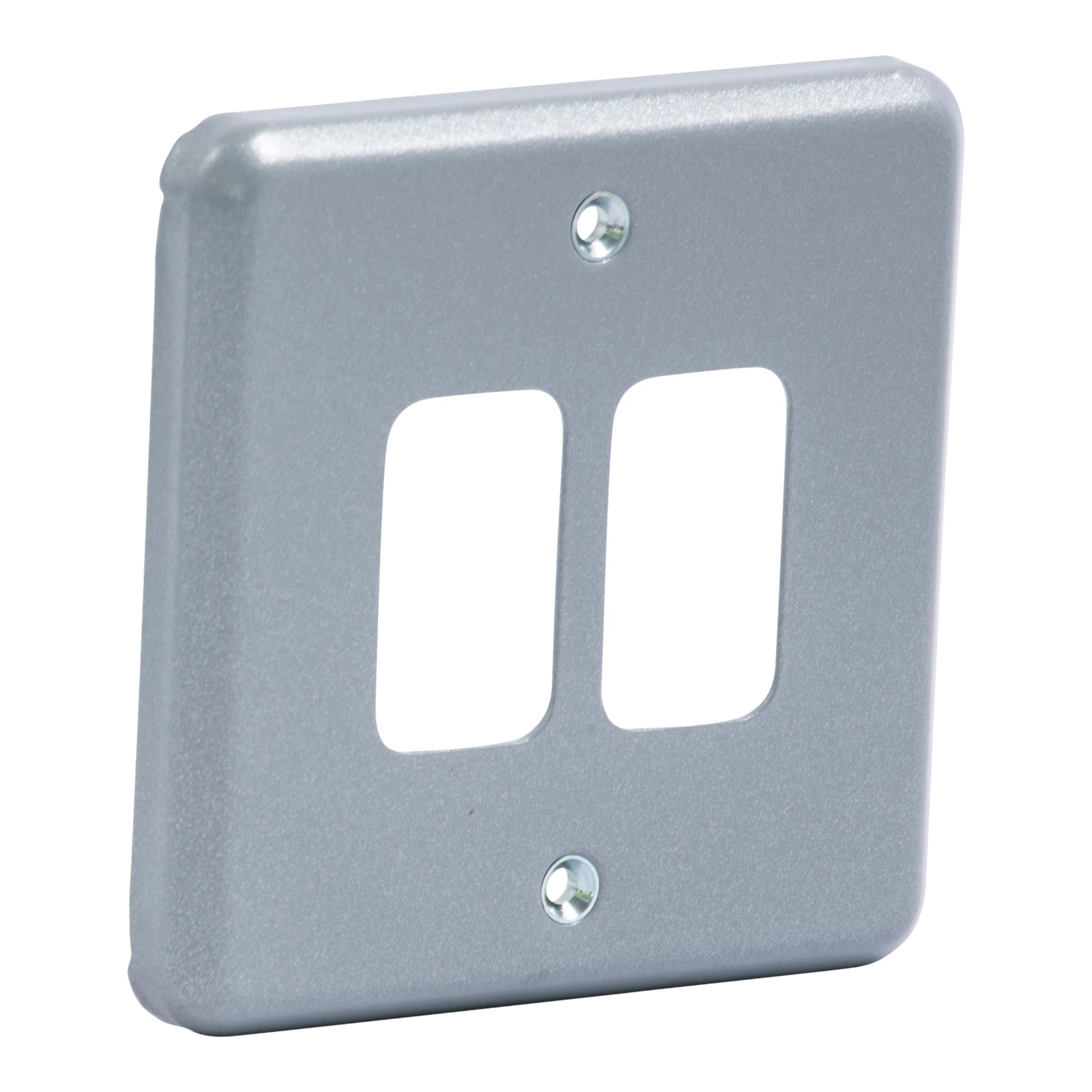 Metalclad Plus 2-Gang Grid Front Plate 86mm x 86mm Grey
