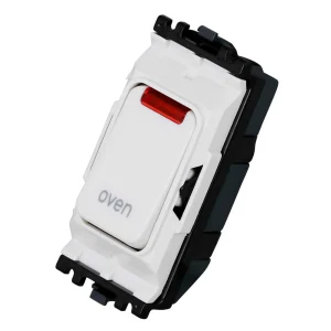 Grid Switch 1 Way Double Pole Neon Oven 20A White