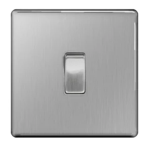 Plate Switch 1 Gang 2 Way 10A Stainless Steel Brushed