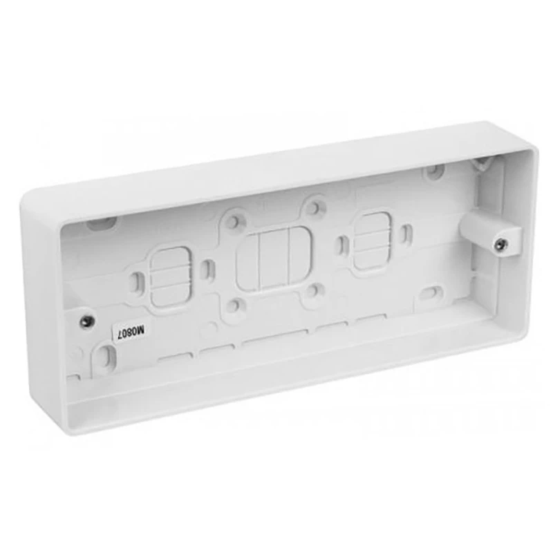 MK 3-Gang Surface Mount Box 208 x 87 x 30mm White - Image 2