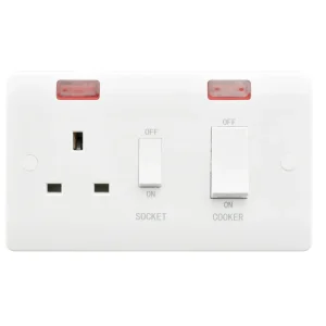 Verve HM2061 45A Double Pole Switched Cooker Control Unit + 13A Switched Socket + Neon