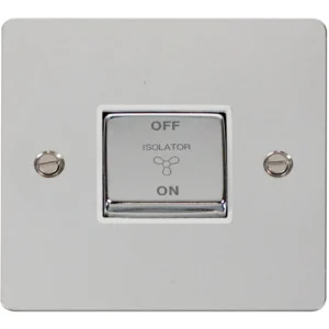 Switch Fan Isolator 3P 10A Polished Chrome White Insert