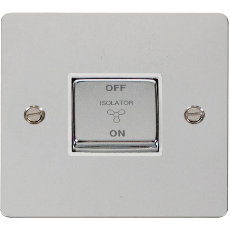 Switch Fan Isolator 3P 10A Polished Chrome White Insert - Image 2