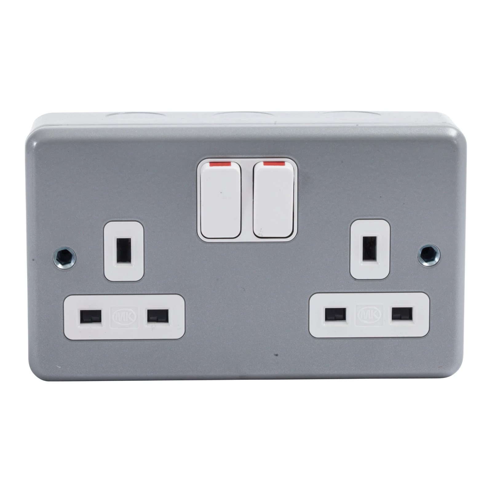 Metalclad Plus 2-Gang 13A Metalclad Switch Socket 2-Pole 146mm x 86mm x 51mm Grey