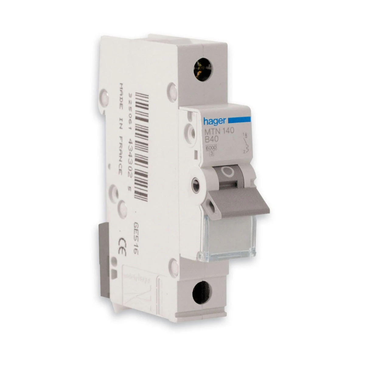 Hager MTN140 40A 6kA Curve-B Miniature Circuit Breaker 1 Pole