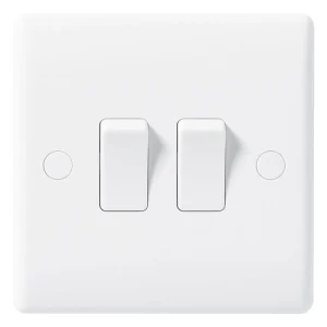 BG Nexus 842 Plate Switch 2 Gang 2 Way 10AX 10A White