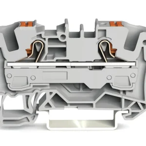 Wago 2-Conductor Through Terminal Block With Push-Button 6mm² With Test Port Side And Center Marking For Din-Rail 35 X 15 And 35 X 7.5 Push-In Cage Clamp 6mm² Grey