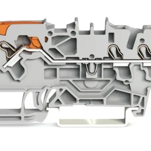 Wago 3-Conductor Through Terminal Block With Lever And Push-In Cage Clamp 2.5mm With Test Port Side And Center Marking For Din-Rail 35 X 15 And 35 X 7.5 Push-In Cage Clamp 2,50 Mm Gray