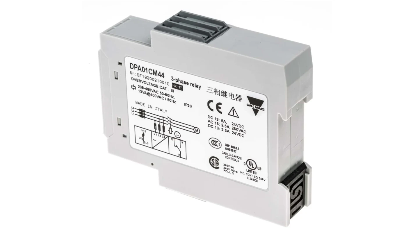 DIN Rail Frequency Phase Voltage Monitoring Relay 102 318V ac 45 440Hz 3 Phase