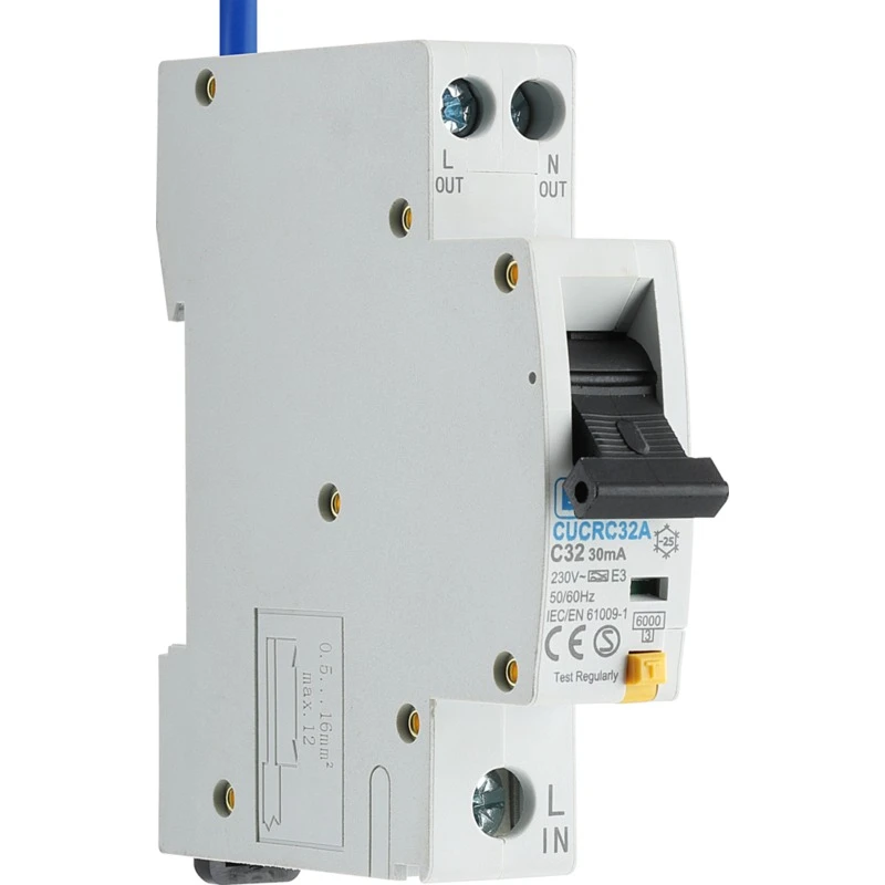 BG 32A 30mA Compact RCBO Single Pole Breaking Capacity 6kA
