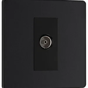 BG Evolve, Matt Black, Single Co-Ax Aerial Socket for TV or FM