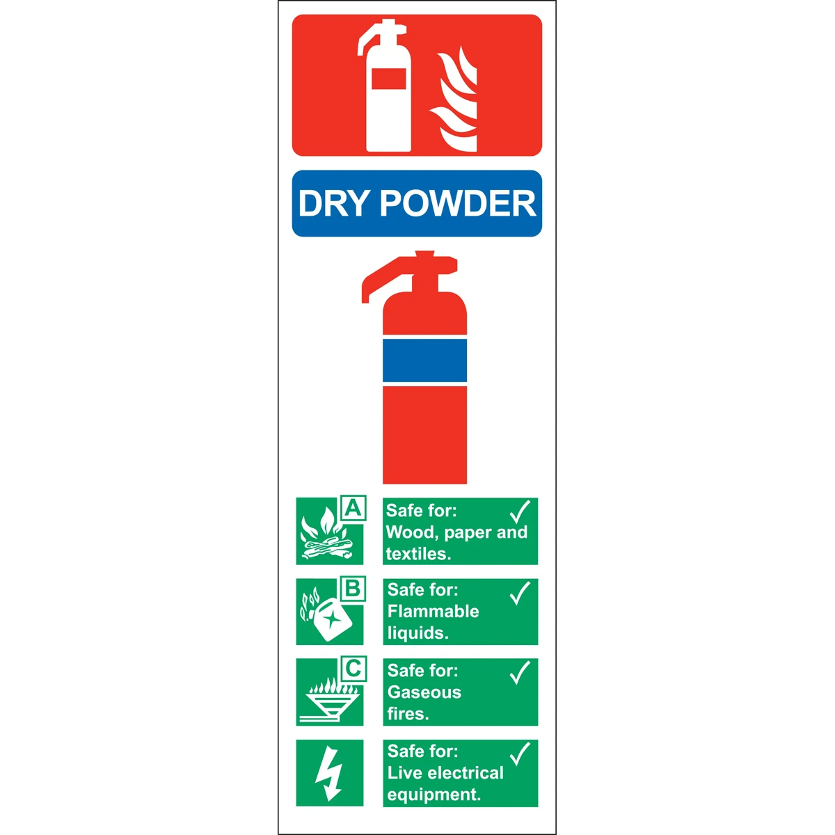 Powder Extinguisher Use Self Adhesive Sign