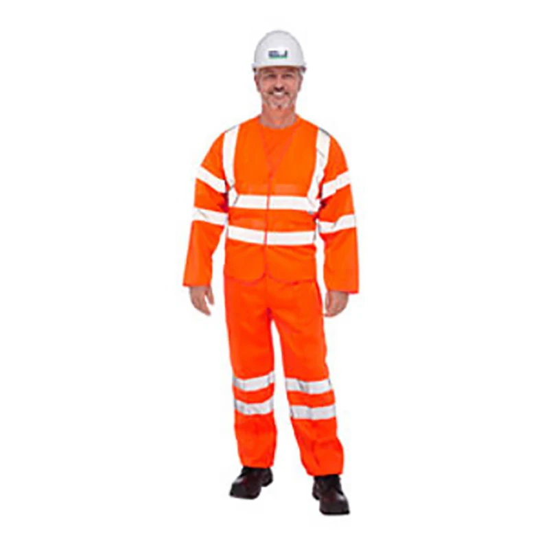 HI-Vis 2-Band & Brace Velcro Long Sleeve Waistcoat Large Orange