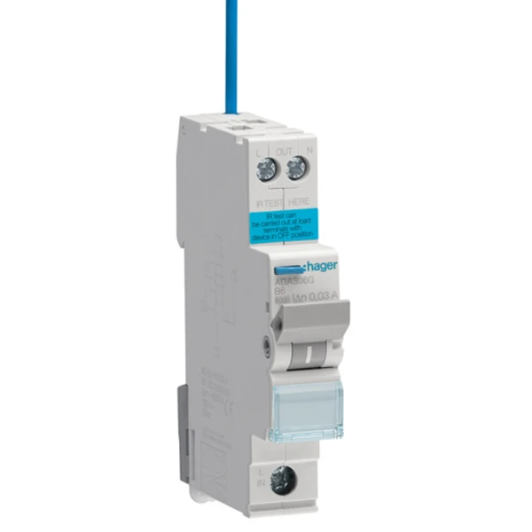 Hager ADA306G RCBO Type B 1-Pole 6A 6kA DIN Rail