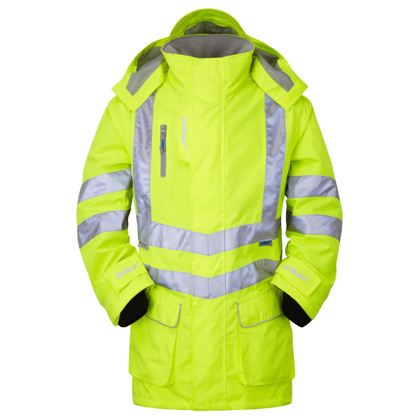 Padded Storm Coat with Reflective Tape Medium Yellow - Image 2