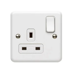 MK Socket 1 Gang Switched DP 13A White Without Box