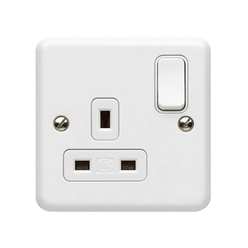 MK Socket 1 Gang Switched DP 13A White Without Box