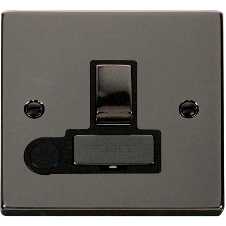 Victorian Black Nickel Black Insert 13A Ingot Double Pole Switched Fused Connection Unit With Optional Flex Outlet - Image 2