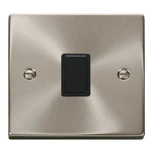Switch 1 Gang DP 20A Satin Chrome Black Insert Victorian
