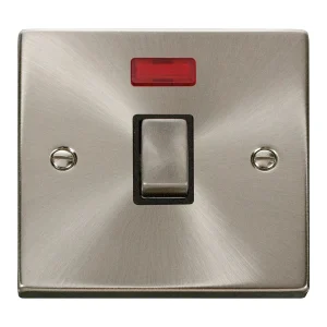 Click Deco Switch Ingot DP c/w Neon Black Insert Victorian 20A Satin Chrome