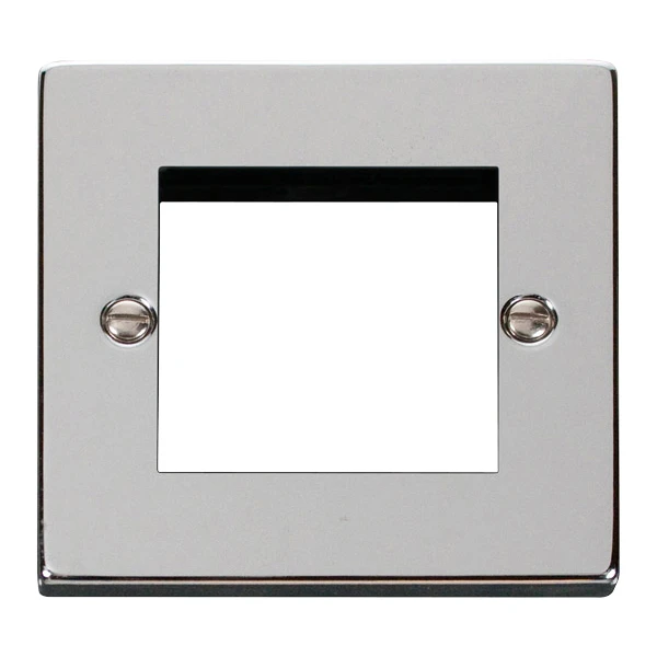 Front Plate 1 Gang 2 Module Polished Chrome Black & White Gasket Victorian