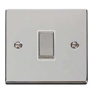 Click VPCH411WH 10A Ingot 1 Gang 2 Way Plate Switch - White Insert Chrome