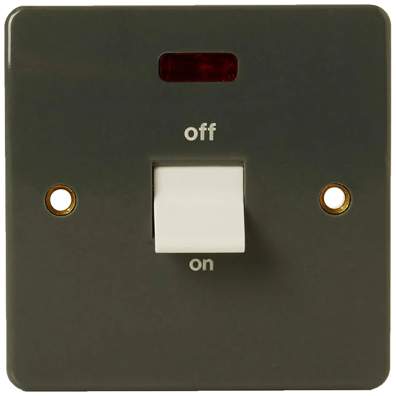 Switch Double Pole 1 Gang Neon 32A Grey