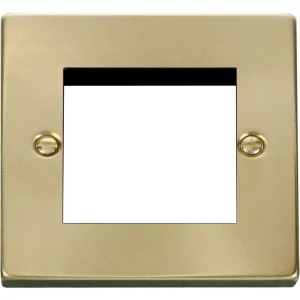 Victorian Satin Brass 1 Gang New Media Unfurnished Plate 2 Apertures