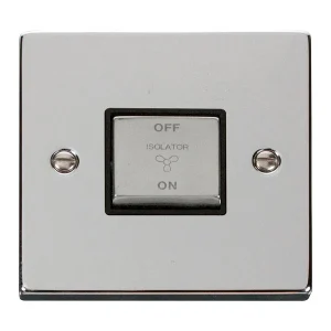 Isolator Ingot TP Fan 10A Polished Chrome Black Insert Victorian