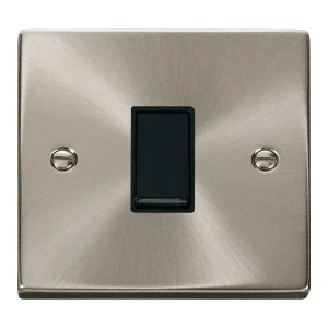 Deco Intermediate Plate Switch 1-Gang 10A Black Insert Satin Chrome