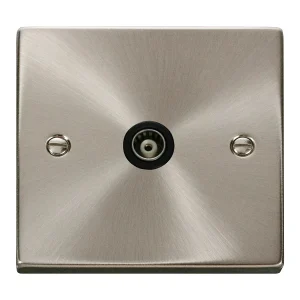 Socket Coaxial Single Isolated Sat Chrome Black Insert Victorian