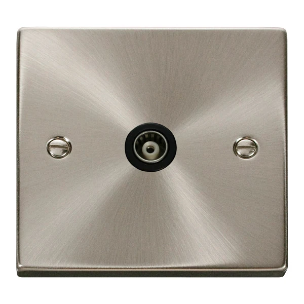 Socket Coaxial Single Isolated Sat Chrome Black Insert Victorian - Image 2