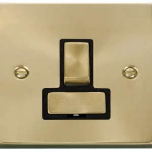 Connection Unit Ingot Switched 13A Sat Brass Black Insert Victorian