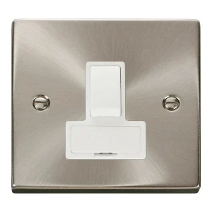 Connection Unit Switched Fused Spur 13A Satin Chrome White