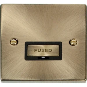 Connection Unit Unswitched Fused Spur Ingot 13A Antique Brass Black Insert Victorian