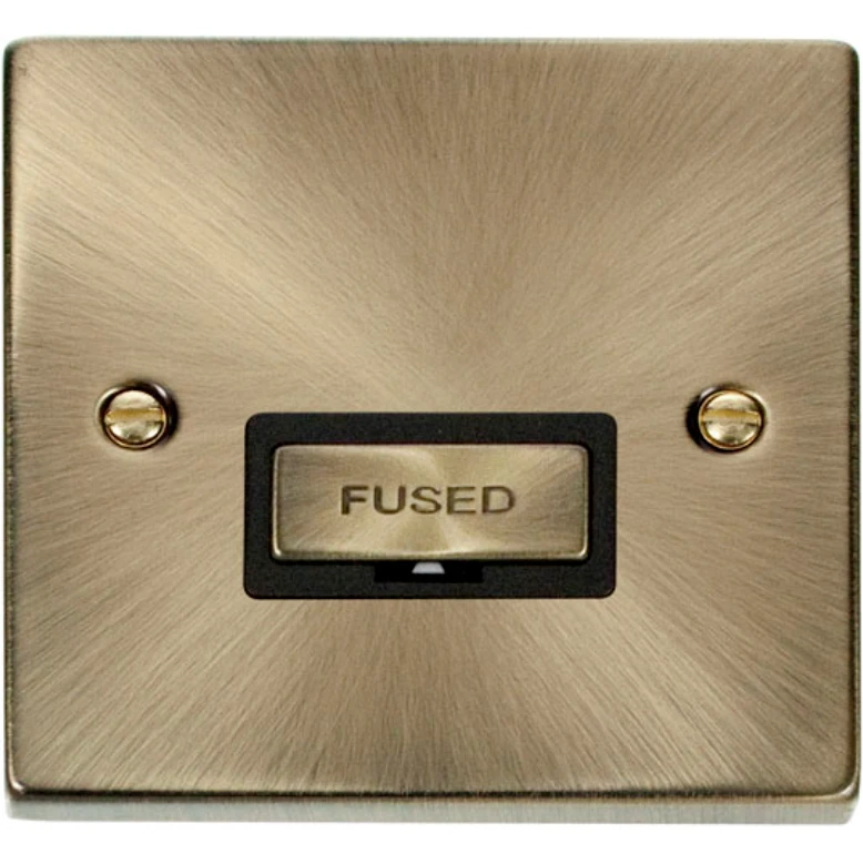 Connection Unit Unswitched Fused Spur Ingot 13A Antique Brass Black Insert Victorian - Image 2