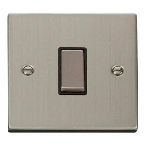 Deco Plate Switch Ingot 1-Gang 2-Way 10A Black Insert Stainless Steel