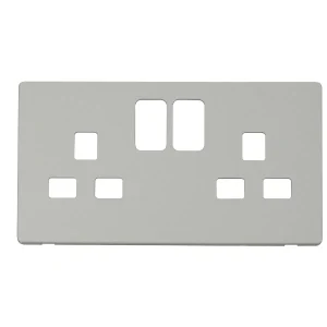 Front Plate 2 Gang Double Pole Switched Socket 13A Polar White