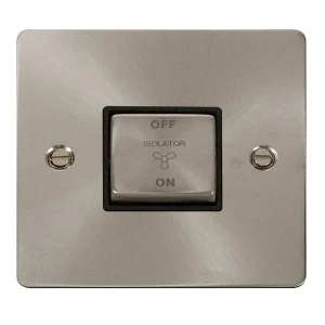 Switch Fan Isolator 3P 10A Brushed Stainless Black Insert