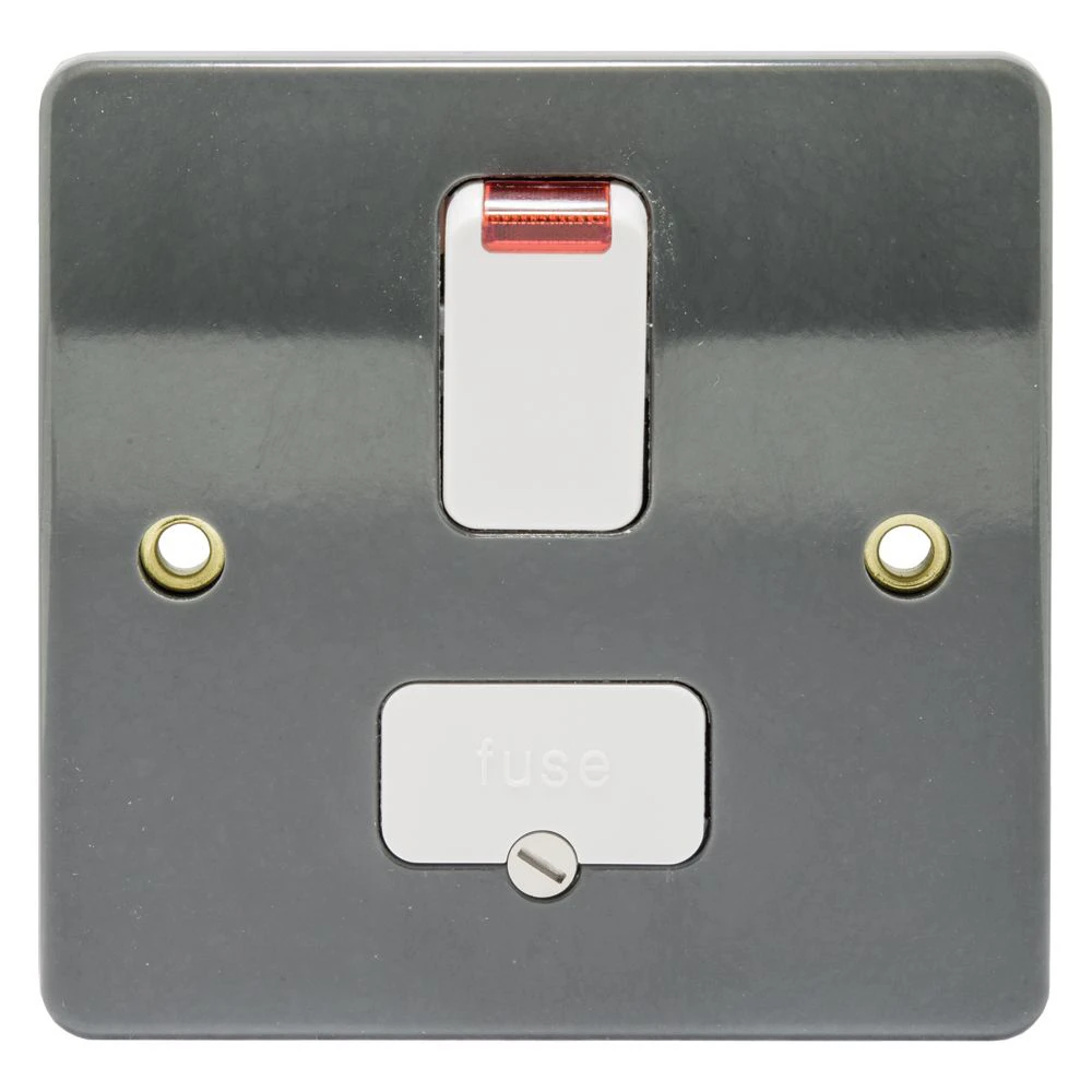 MK Connection Unit Double Pole Switched Fused Spur Neon 13A Graphite Base Flex