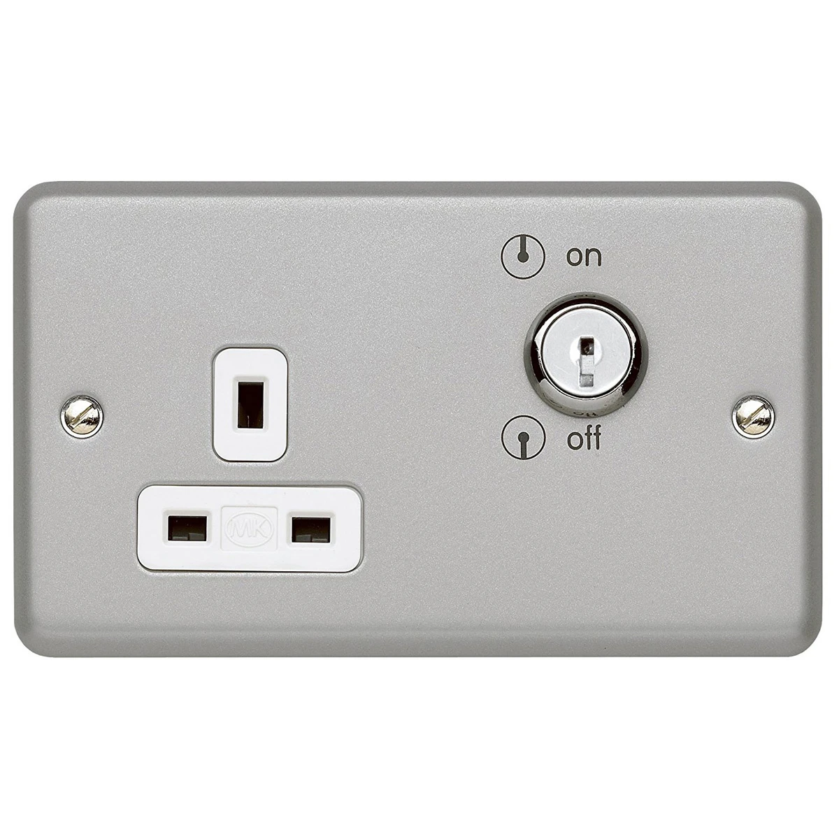 Socket 1 Gang Double Pole Key Operated Lockable 13A Aluminium - Image 2
