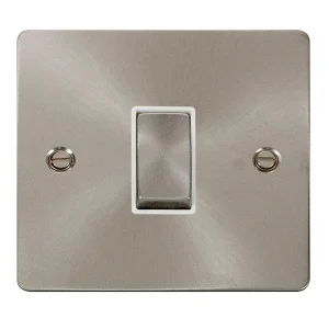 Plate Switch 1 Gang 2 Way 10A Brushed Stainless White Insert