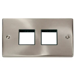 Frontplate 2 Gang 4 Aperture 2x2 Black Gasket Victorian Satin Chrome