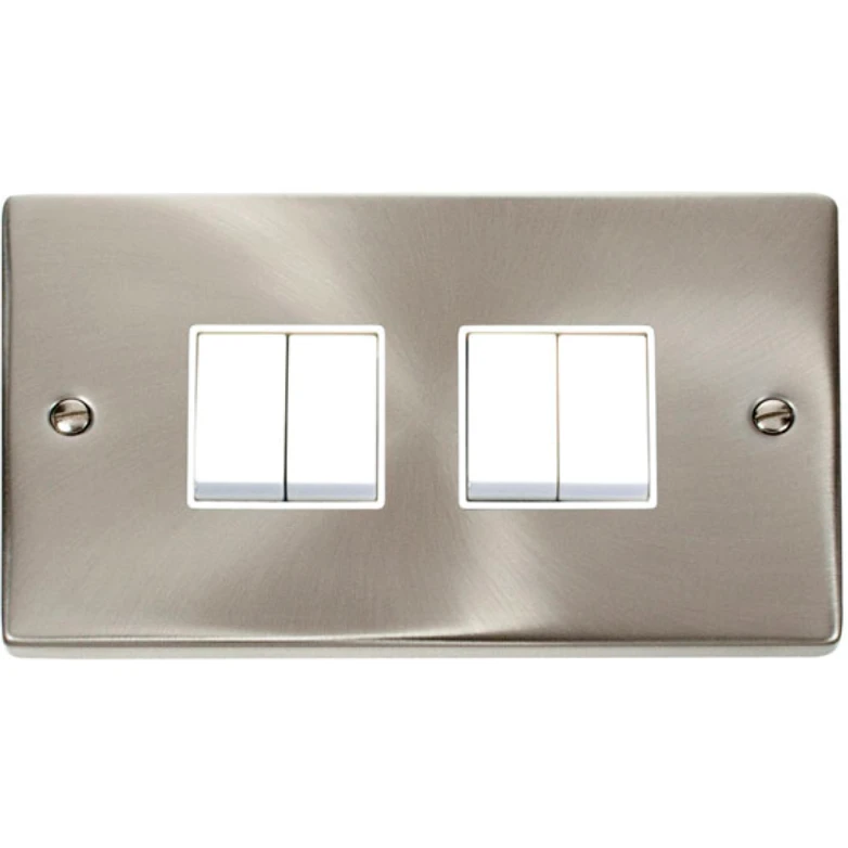 Victorian Satin Brass White Insert 13A 2 Gang Switched Socket Outlet With Twin USB (Total 4.2A) Outlets - Image 2