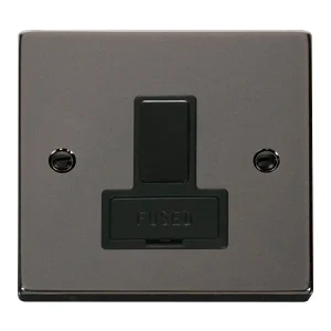 Connection Unit Switched Fused Spur 13A Black Nickel Black Insert Victorian